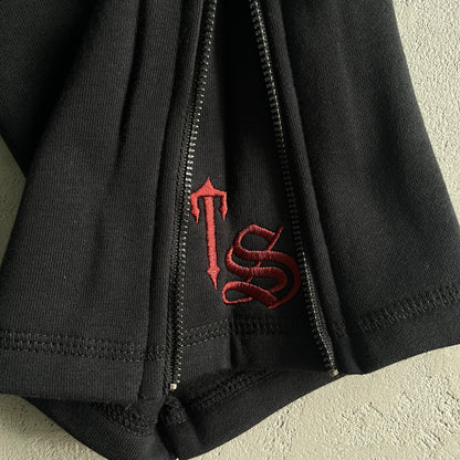 Trapstar Script Zip Through Hooded Tracksuit Black/Zinfandel